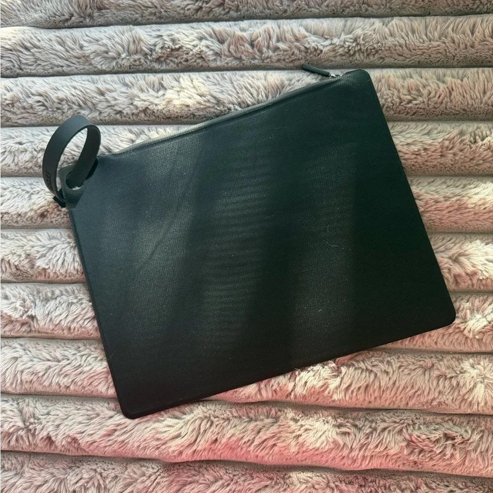 Versace‎ Black Neoprene Wristlet Clutch Zip Pouch Embossed Logo